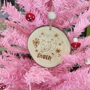 Adorno de Navidad - Rodaja de madera grabada