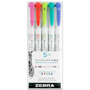 5 Zebra Mildliner Brush Double-Ended refresh mild set