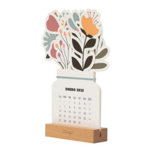 Calendario 2025 Mr. Wonderful floral sobremesa con soporte de madera