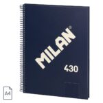 Cuaderno A4 milan espiral – azul liso (2)