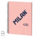 Cuaderno A4 milan espiral – rosa liso (1)