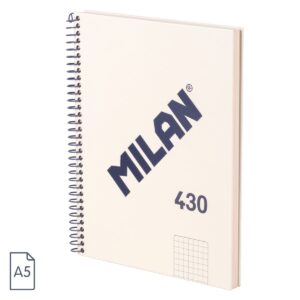 Cuaderno A5 MILAN espiral - beige cuadriculado