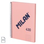 Cuaderno A5 MILAN espiral – rosa cuadriculado (1)