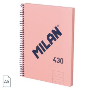 Cuaderno A5 MILAN espiral - rosa líneas