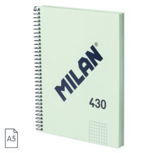 Cuaderno A5 MILAN espiral - verde cuadriculado